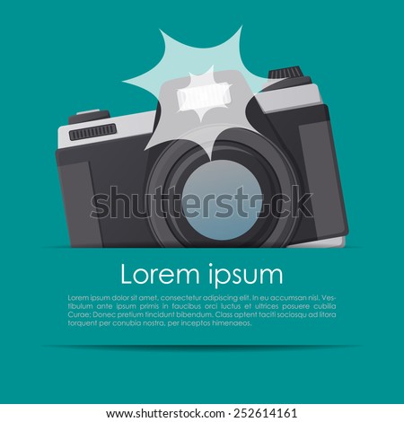 Simple summer card with flashing camera in a pocket in vector
