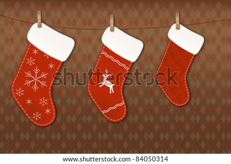 Beautiful Christmas socks on clothesline