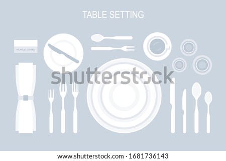 Table setting. The plan for the cutlery on the table. Top view