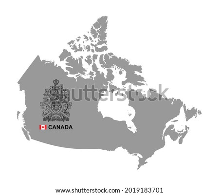 Canada map with coat of arms. isolated on white background