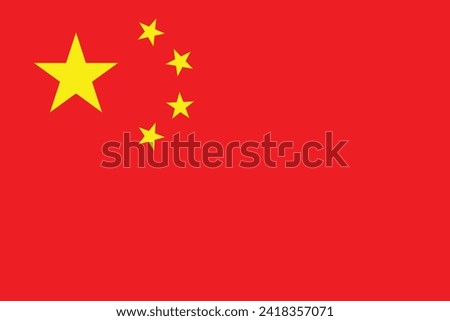 Flags of China. Flat element design. National Flag. White isolated background 