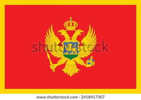 Flags of Montenegro. Flat element design. National Flag. White isolated background 