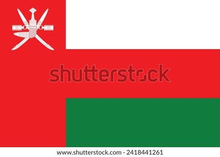 Flags of Oman. Flat element design. National Flag. White isolated background 