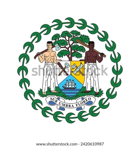 Coat of arms Belize. National emblem design. White isolated background 