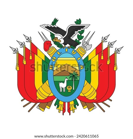 Coat of arms Bolivia. National emblem design. White isolated background 