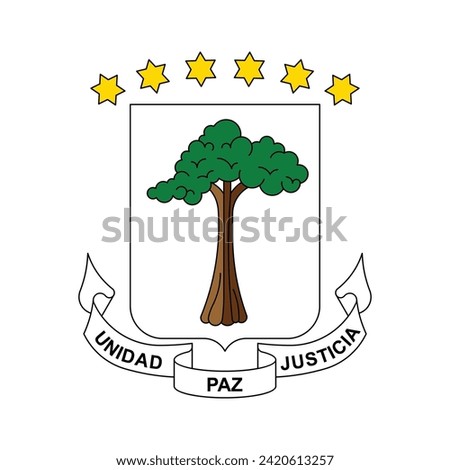 Coat of arms Equatorial Guinea. National emblem design. White isolated background 