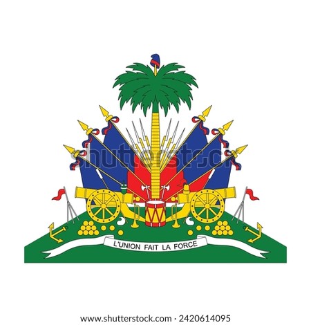 Coat of arms Haiti. National emblem design. White isolated background 