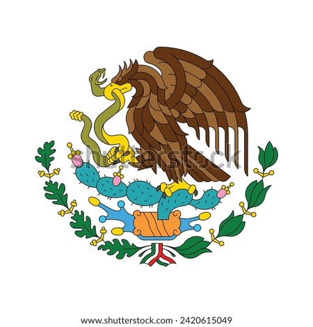 Coat of arms Mexico. National emblem design. White isolated background 