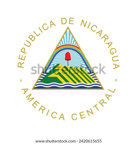 Coat of arms Nicaragua. National emblem design. White isolated background 
