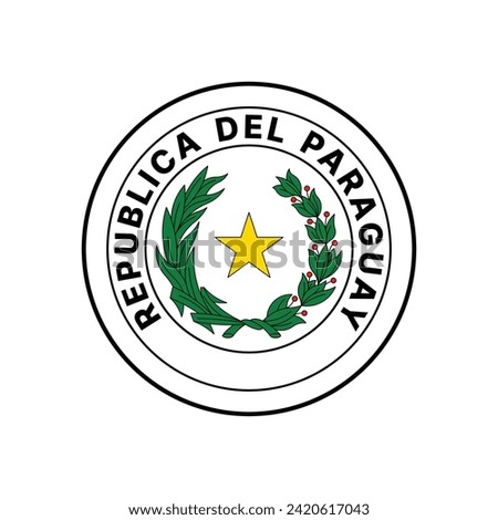 Coat of arms Paraguay. National emblem design. White isolated background 