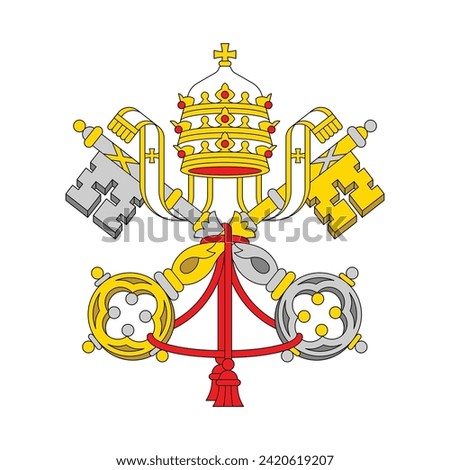 Coat of arms Vatican City. National emblem design. White isolated background