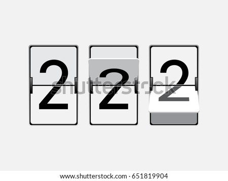 Set of mechanical scoreboard digits. Number 2. Black digit on white board.
