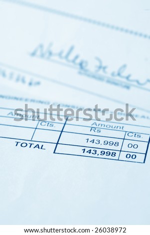 Close up of bank check