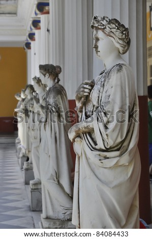 Statues of Greek Goddess in Achilleon palace on Corfu