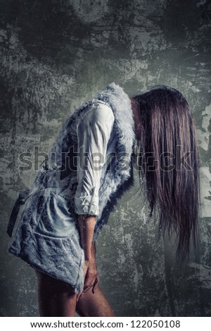 Fashion hairstyle girl with textured background