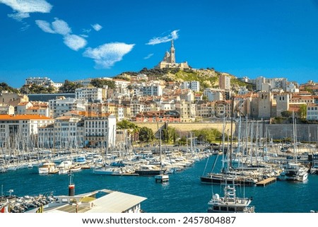 Similar – Image, Stock Photo Marseille / Mediterranean Sea with sailing boats