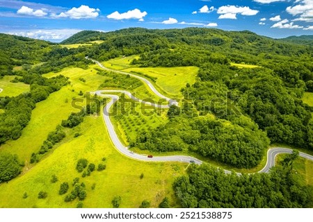 Similar – Image, Stock Photo Old serpentine road in the high alps