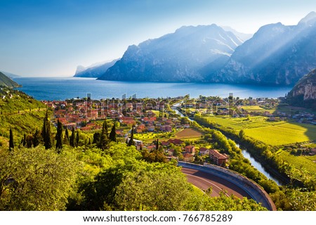 Image, Stock Photo Torbole on Lake Garda from above