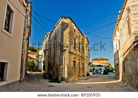 Narrow streets of Susak - traditional dalmatian architecture, Croatia