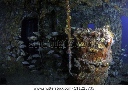 fisheye view of the inside of USCG Cutter Duane in Key Largo, Florida