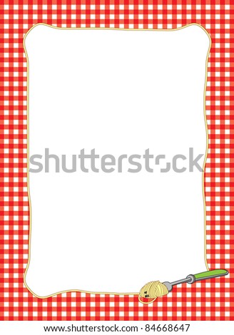 Bright Border Of A Fork Twirling A Spaghetti Noodle With A Red Gingham ...