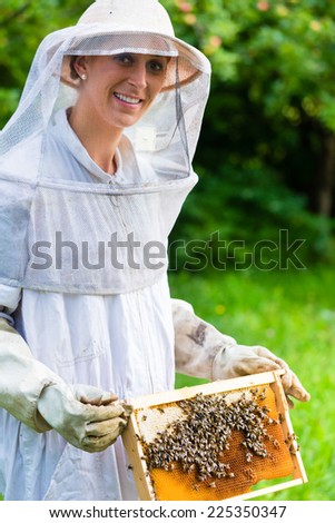 Beekeeper controlling beeyard and bees
