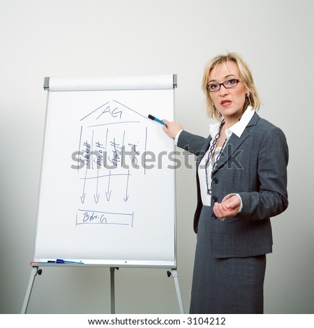 A female consultant giving a flip chart presentation