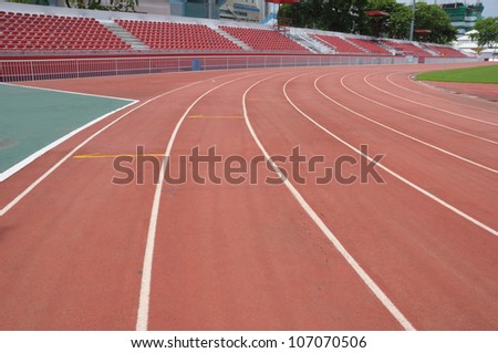 Curve of Race Track in Big Football Stadium