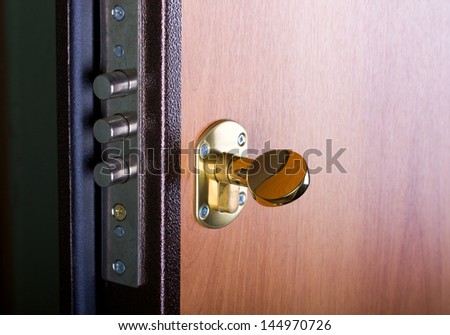 steel door with lock and  key