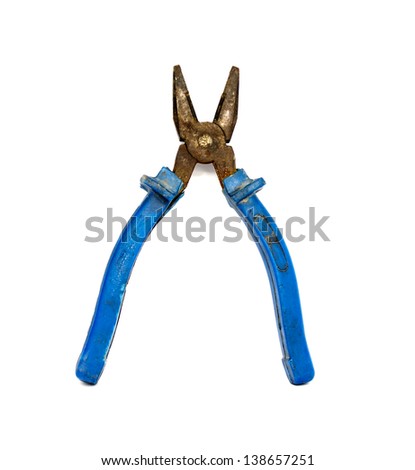 pliers blue handle tool on a white background