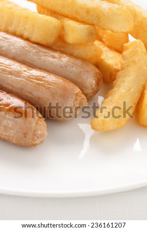 Sausage and chips a popular cafe menu item for children
