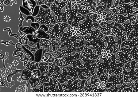 The beautiful of art Malaysian and Indonesian Batik Pattern in black and white.