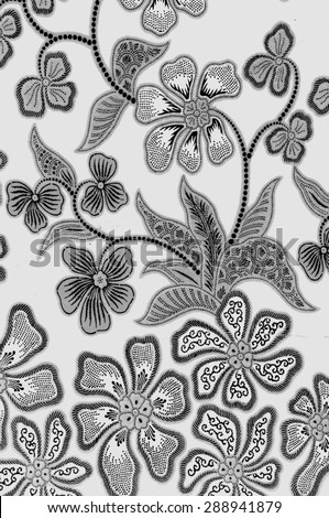 The beautiful of art Malaysian and Indonesian Batik Pattern in black and white.