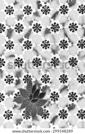 The beautiful and colorful of art Malaysian and Indonesian Batik Pattern in black and white