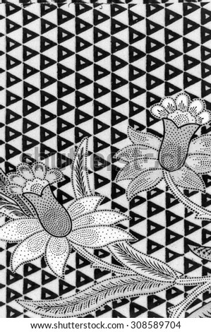 The beautiful of art Malaysian and Indonesian Batik Pattern in black and white
