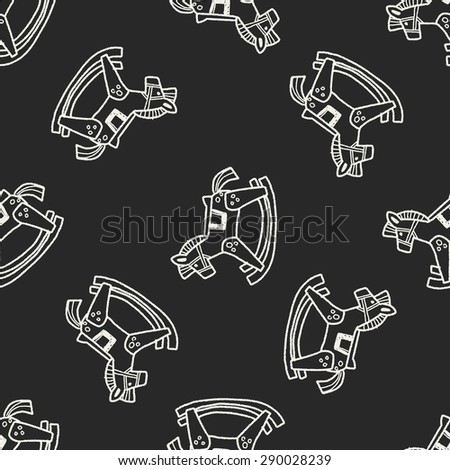 rocking horse doodle seamless pattern background