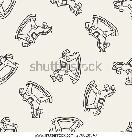 rocking horse doodle seamless pattern background