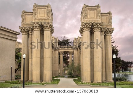 Corinthian Style Column at Entrance of Palace of Fine Arts in San Francisco