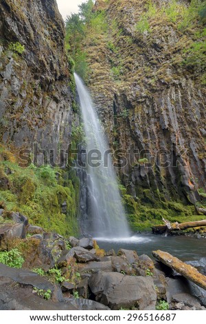 Dry Creek Falls Along Pacific Crest Trail in Columbia River Gorge National Scenic Forest in Oregon Vertical