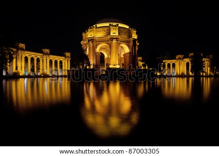 San Francisco Palace of Fine Arts Reflection by the Pond at Night 2