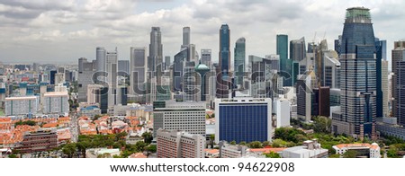 Singapore Cityscape with Central Business District and Chinatown View Panorama