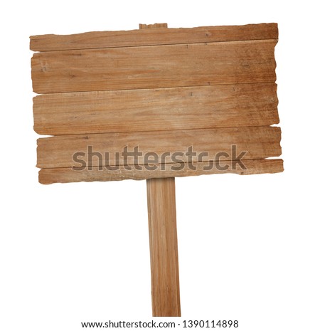 Wooden sign isolated on white background with clipping path Foto stock © 