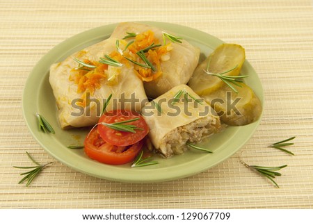 cabbage rolls in ceramic plate
