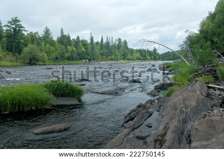 Landscape of Saint Louis River and wooded banks in Jay Cooke State Park near Carlton Minnesota