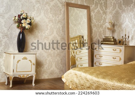 cozy stylish vintage corner of the ivory bedroom