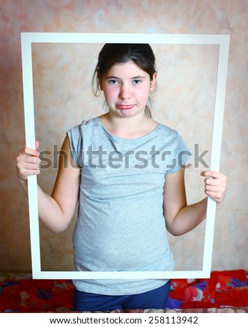beautiful teenager girl portrait in frame