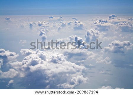 Clouds and sky blue, Viewed from an airplane window