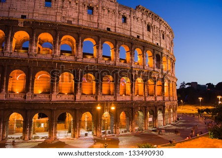 Colosseum illuminated at night. Rome, 2012/Colosseum