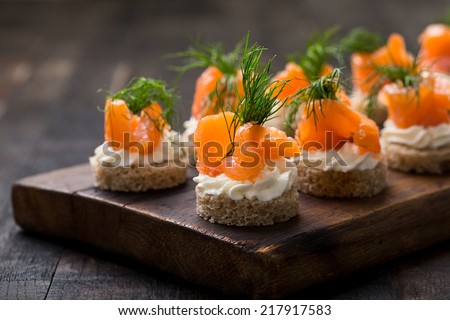 Similar – Image, Stock Photo Gourmet canapes of raw Iberian ham.