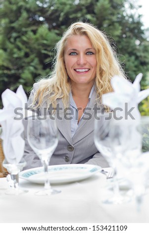 beautiful woman in restaurant
